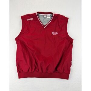 Red Oak Oklahoma Sooners Windbreaker Vest Mens 2XL Crimson Red V-Neck Pullover